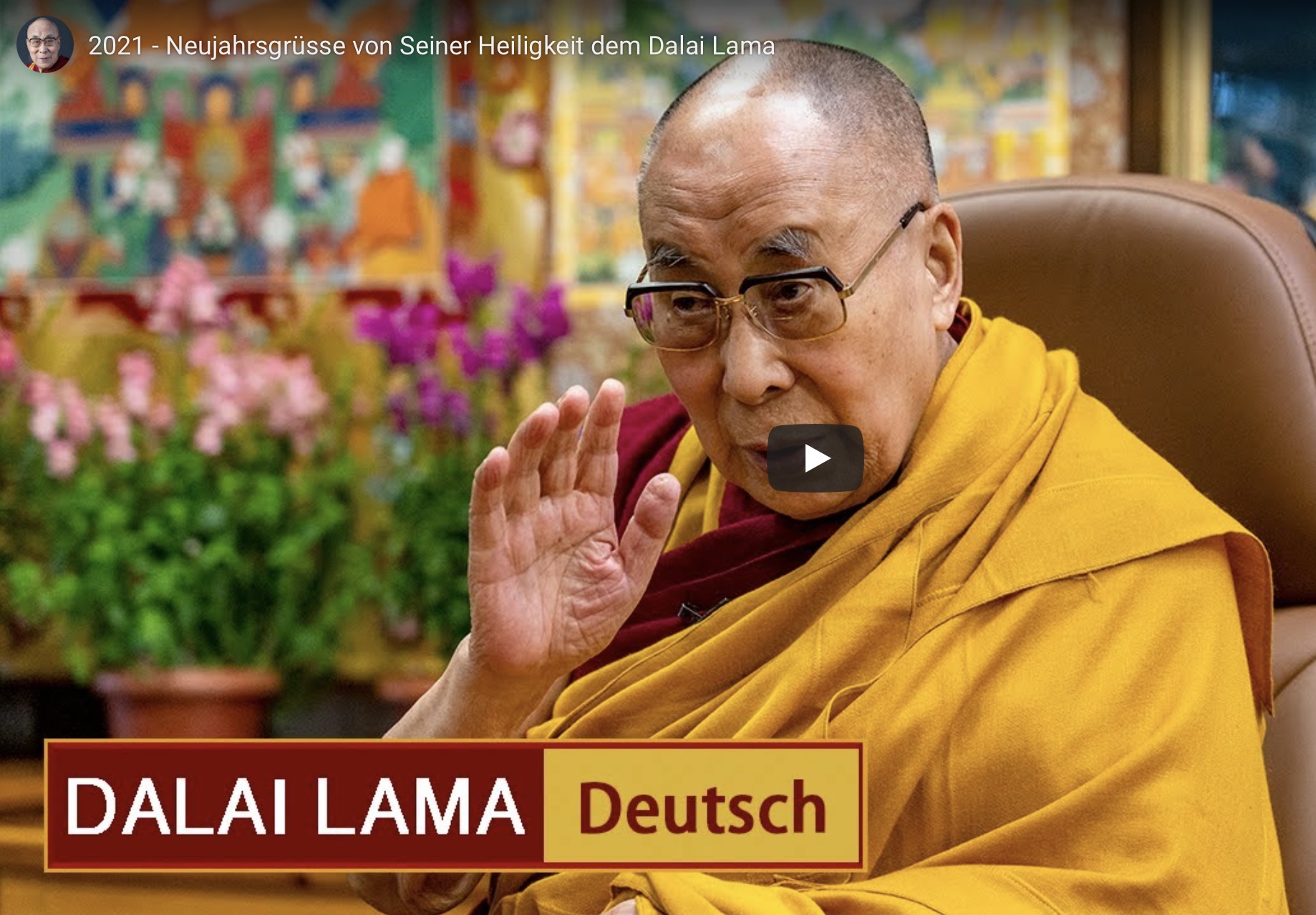 Seine Heiligkeit der 14. Dalai Lama von Tibet bei seiner Neujahrsansprache 2021