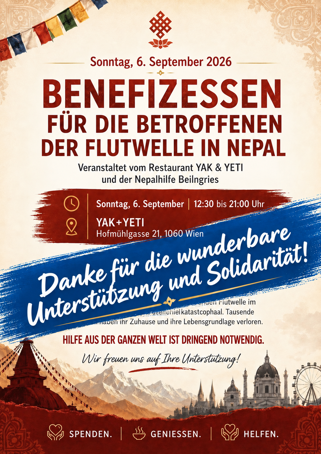 Das Yak und Yeti bedankt sich für die wunderbare Unterstützung Das Yak und Yeti bedankt sich für die wunderbare Unterstützung